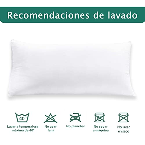 HOME MERCURY – Almohada de Fibra Hueca siliconada de Alta recuperación, Tacto Suave, antialérgico, higiene Garantizada. (40 x 105 CM)