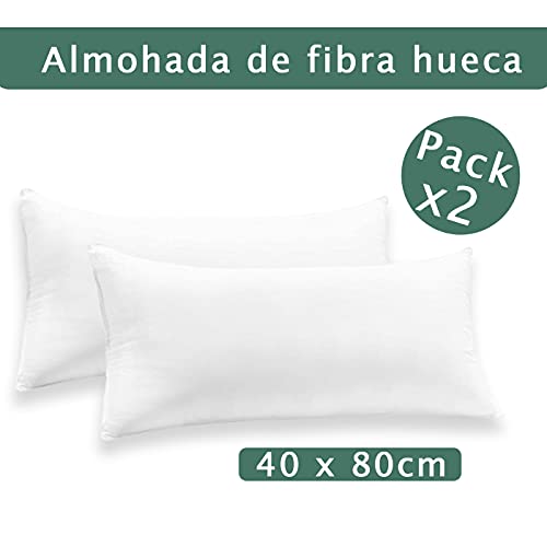 HOME MERCURY – Almohada de Fibra Hueca siliconada de Alta recuperación, Tacto Suave, antialérgico, higiene Garantizada. (40 x 80 CM (Pack 2))