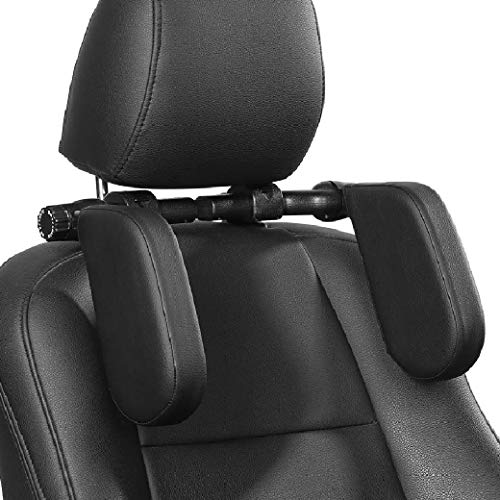 HommyFine Reposacabezas Coche con Barra Deslizante Ajustable, Cuello Almohada de Viaje para Asiento de Automóvil para Adultos y Niños Negro(Tercera Generación)