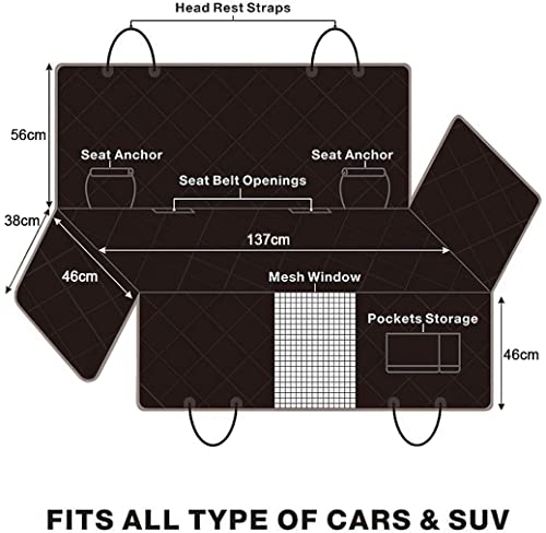 HoneyGuaridan Cubre Asientos de Coche para Perros, Funda para Mascotas, Estilo Hamaca– Resistente al Agua y Hamaca Convertible con Solapas Laterales Extras, Funda de Asiento Trasero Antideslizante