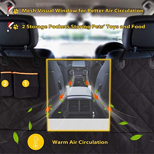 HoneyGuaridan Cubre Asientos de Coche para Perros, Funda para Mascotas, Estilo Hamaca– Resistente al Agua y Hamaca Convertible con Solapas Laterales Extras, Funda de Asiento Trasero Antideslizante