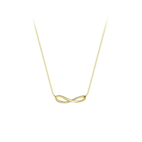 Hong Yi Fei-Shop Collares 925 Collar de Plata Femenino de Plata esterlina Cadena de clavícula luz Lujo Simple Temperamento Pareja Cuello joyería Anillo Torcido Collar Collares para Mujeres