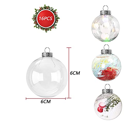 HONGECB Bolas Acrílicas Transparentes, Bola Plastico Transparente, Bolas Transparentes para Rellenar, Bolas Rellenables Navidad, Decoraciones de Navidad,para Fiestas Festivales Adornos, 16 Piezas