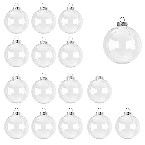 HONGECB Bolas Acrílicas Transparentes, Bola Plastico Transparente, Bolas Transparentes para Rellenar, Bolas Rellenables Navidad, Decoraciones de Navidad,para Fiestas Festivales Adornos, 16 Piezas