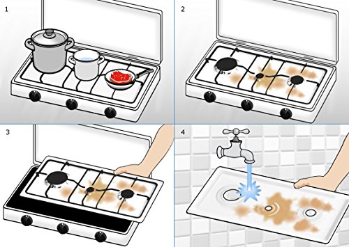 Hornillo de mesa de acero Parker con 3 fuegos con tablero extraíble para la limpieza de alimentación de gas GLP (bombona) para uso exterior