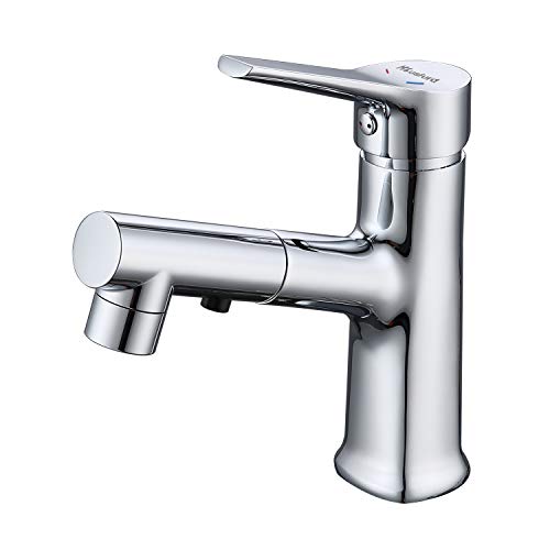 Housfurd Grifo de Lavabo Fregadero con 2 Modos de Flujo y Boquilla Extraíble, Grifo de Cocina, Lead-free Latón, Agua Caliente y Fría, Válvula de Cerámica