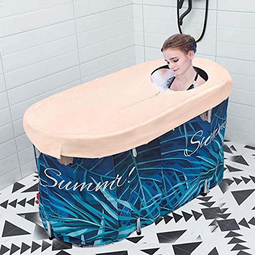 HUKOER Bañera portátil, 120 * 60CM bañera plegable para adultos y bebés, bañera móvil plegable, bañeras plegables Bañera De Inmersión con cubierta termostática (10 bolsas de baño)