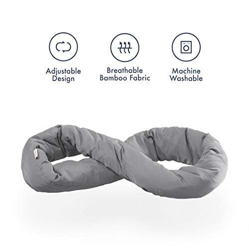 Huzi Design Infinity - Almohada de Viaje, Tipo Bufanda con Forma Signo Infinito, Gris, Estándar