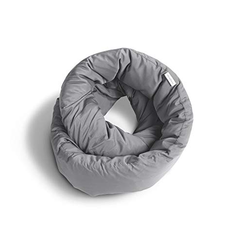 Huzi Design Infinity - Almohada de Viaje, Tipo Bufanda con Forma Signo Infinito, Gris, Estándar