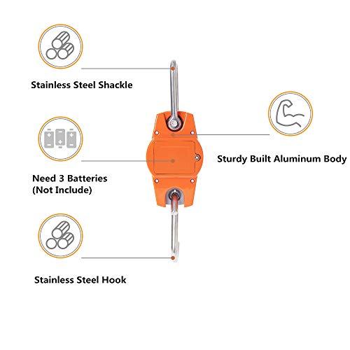 Hyindoor 300KG Escala de grúa Electrónica Báscula Digital de Grúa para Pesca Industrial con Gancho Resistente