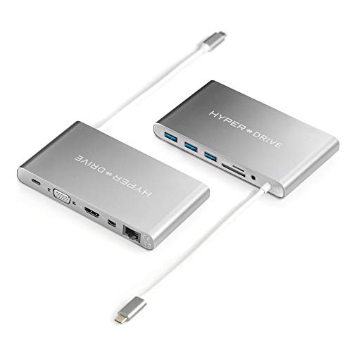 Hyper Unidad USB Hub C, Tipo C Soporte para Adaptador W de Potencia a la Carga, USBC 5Gbps de Datos, 4K HDMI, Puertos 3xUSB 3.1, VGA, Etc. Space Gray