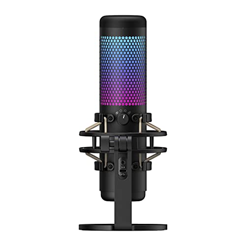 HyperX HMIQ1S-XX-RG/G QuadCast S – RGB Micrófono de Condensador USB para PC, PS4 y Mac, Montura antigolpes y Vibraciones, Filtro Pop, Juegos, Streaming, podcasts, Twitch, Youtube, Discord