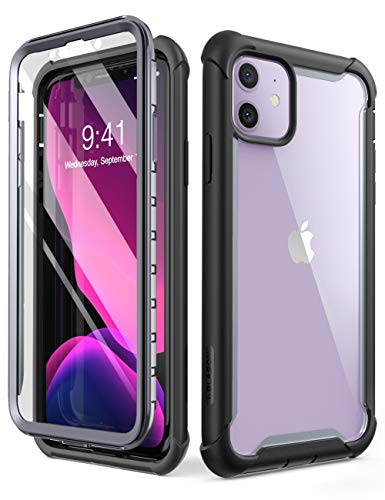 i-Blason Ares - Funda para iPhone 11 de 6.1 Pulgadas (versión 2019), Carcasa de Parachoques Transparente Resistente de Doble Capa con Protector de Pantalla Incorporado (Negro)