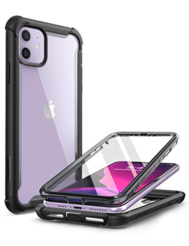 i-Blason Ares - Funda para iPhone 11 de 6.1 Pulgadas (versión 2019), Carcasa de Parachoques Transparente Resistente de Doble Capa con Protector de Pantalla Incorporado (Negro)