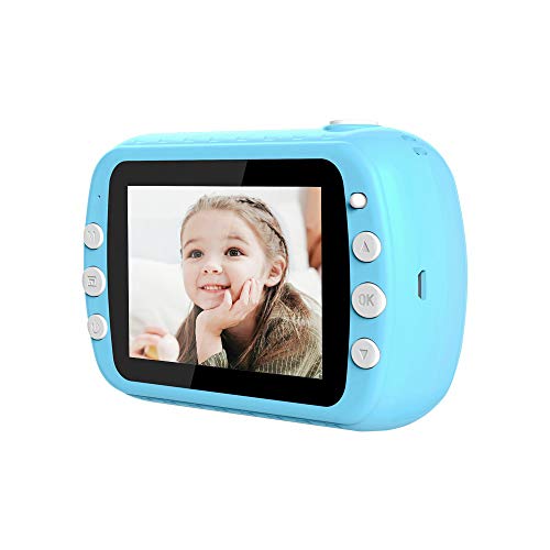 i-Paint P9 - Cámara de Fotos instantánea para niños, impresión B/N sobre Papel térmico, cámara 1080P, videocámara Digital FHD, LCD de 3,5", Micro SD de 32 GB, Color Azul