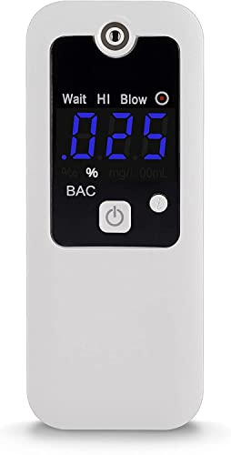 iBACheck Alcoholímetro Digital con Pantalla LED. Alcoholimetro con Cargador, de bajo Consumo energético y amigable para el Usuario (Blanco Negro)