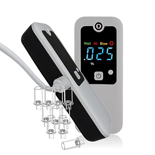 iBACheck Alcoholímetro Digital con Pantalla LED. Alcoholimetro con Cargador, de bajo Consumo energético y amigable para el Usuario (Blanco Negro)