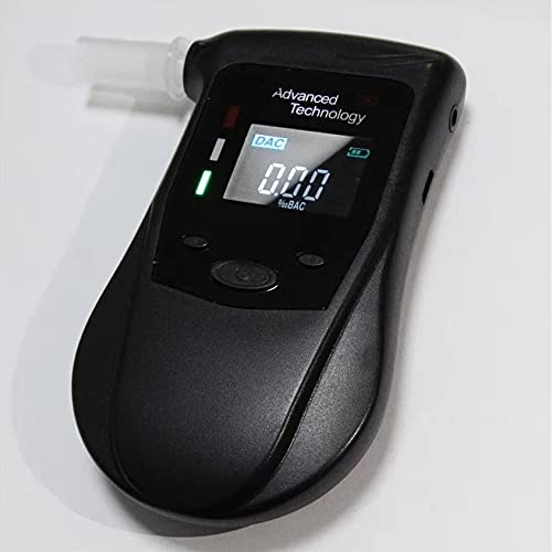 iBACheck Alcoholímetro Recargable función de pre-Alerta. Prueba de Alcohol Digital Pantalla de 4 Colores con bajo Consumo de energía y Reloj en Tiempo Real, 10 memorias (12 boquillas)