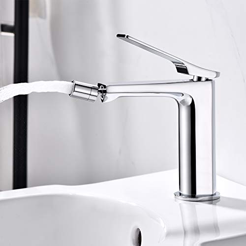 Ibergrif M15004 Praga, Grifo de Bidé, Mezclador de Lavabo, Cromo, Plata