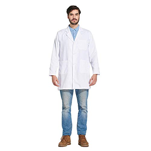 Icertag Bata de Laboratorio Unisex,médico Abrigo Abrigo de Mujer Hombre,Abrigo Blanco para Damas,Adecuado para Estudiantes de la Escuela Laboratorio de Ciencia Enfermera Cosplay (Medium)