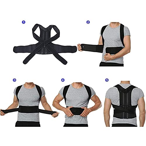 IJNBHU Corrector de Postura Soporte de Postura de Espalda Soporte de clavícula Deje de encorvarse y encorvarse Entrenador de Espalda Ajustable Unisex (Color: Azul, Tamaño: XXXX-Large)