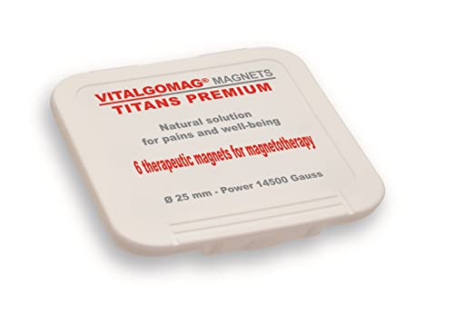 Imanes de magnetoterapia de 25 mm y 14500 Gauss - Vitalgomag Titans Premium - Imanes terapéuticos para el dolor - Imanes médicos para el dolor - Potentes imanes de tratamiento