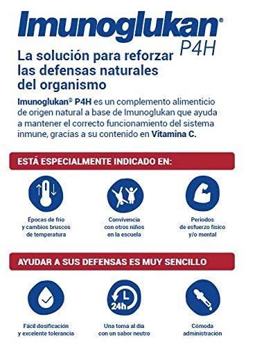 Imunoglukan jarabe 120ml - Complemento alimenticio, con vitamina C que contribuye al correcto funcionamiento del sistema inmunitario,1ml/5kg de peso