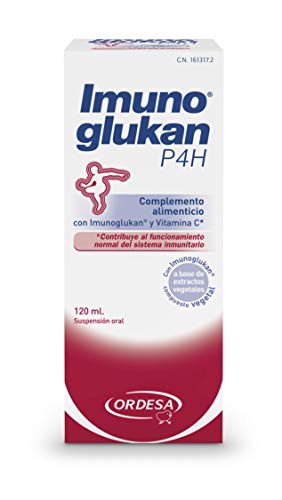 Imunoglukan jarabe 120ml - Complemento alimenticio, con vitamina C que contribuye al correcto funcionamiento del sistema inmunitario,1ml/5kg de peso