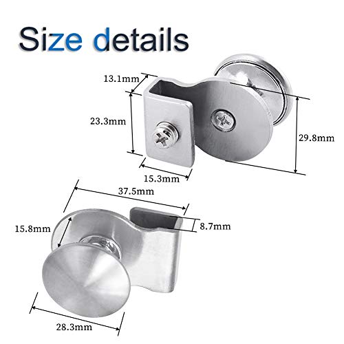 INCREWAY Manija de puerta de cristal, 4 piezas de acero inoxidable sin perforación, pinzas para puerta, tiradores de tiradores para vidrio de 5 a 8 mm