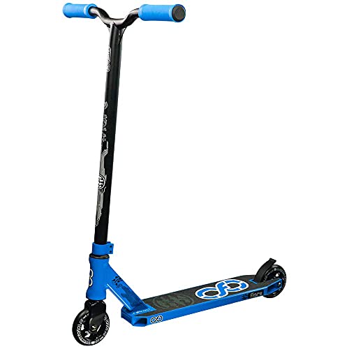 Infinity Scooters Patinete Freestyle para Adultos y Niños a Partir de 8 años - Patinete de Trucos y Saltos con Rodamientos ABEC-9 Ruedas 100mm de PU con Barra 360 Grados (Flare Azul)