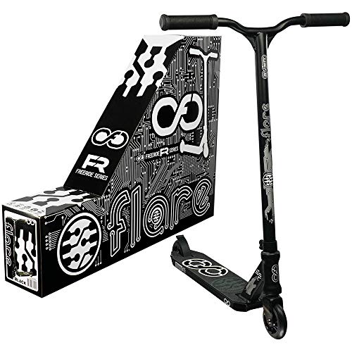 Infinity Scooters Patinete Freestyle para Adultos y Niños a Partir de 8 años - Patinete de Trucos y Saltos con Rodamientos ABEC-9 Ruedas 100mm de PU con Barra 360 Grados (Flare Negro)