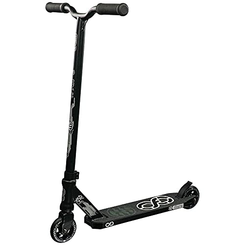 Infinity Scooters Patinete Freestyle para Adultos y Niños a Partir de 8 años - Patinete de Trucos y Saltos con Rodamientos ABEC-9 Ruedas 100mm de PU con Barra 360 Grados (Flare Negro)