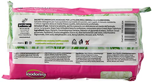 Inodorina Toallitas Desinfectantes para Perros y Gatos Refresh Clorhexidina (40 Unidades). Toallitas Húmedas de Higiene para Mascotas, Tejido Resistente Sin Alcohol. No Testado en Animales.