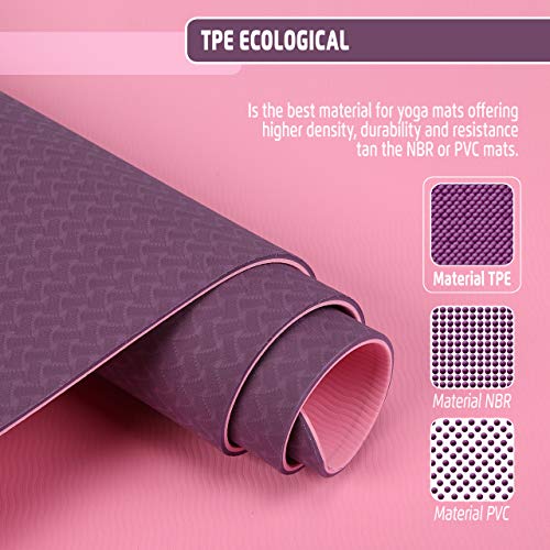 INSAT Esterilla Yoga Antideslizante - Colchoneta Yoga Pilates Gimnasia Deporte con Alineación del Cuerpo - Yoga Mat de Material Ecológico con Bolsa y Correa de Hombro