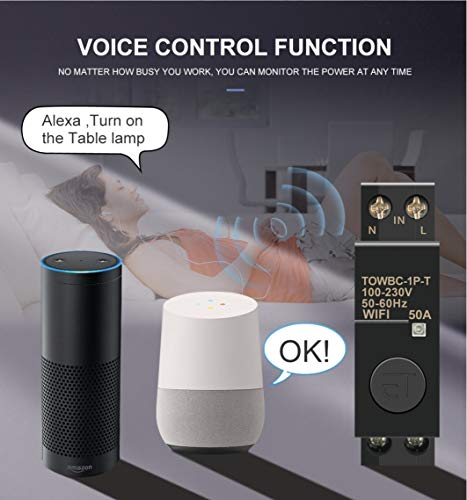 Interruptor Inteligente WIFI de Control Remoto por Smart Life, Tuya Smart, Google Assistant y Alexa. Carril Din.