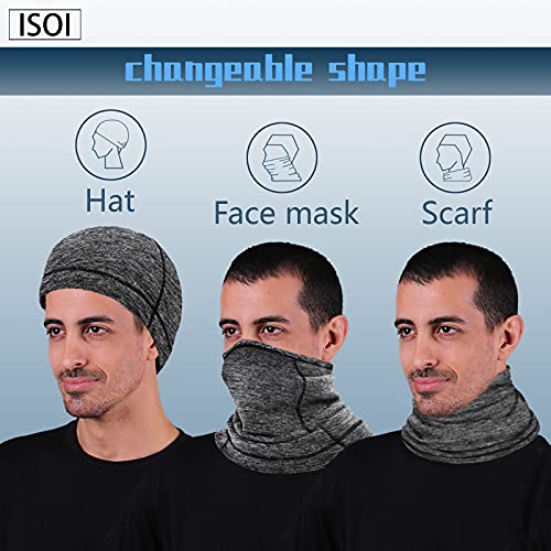 ISOI Braga Cuello con Multifunción, Unisex Bandana Cuello Elástica, Mascarilla Bandana, Calentador de Cuello Ideal para en Invierno Ciclismo, Senderismo, Moto, Pesca(1 Unidad, Gris Oscuro)