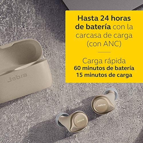 Jabra Elite 75t, Auriculares Bluetooth con Cancelación Activa de Ruido y batería de larga duración, Llamadas y música verdaderamente inalámbricas, Beige Dorado