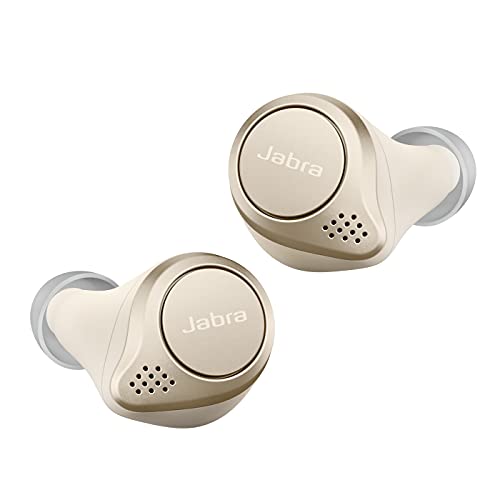 Jabra Elite 75t, Auriculares Bluetooth con Cancelación Activa de Ruido y batería de larga duración, Llamadas y música verdaderamente inalámbricas, Beige Dorado