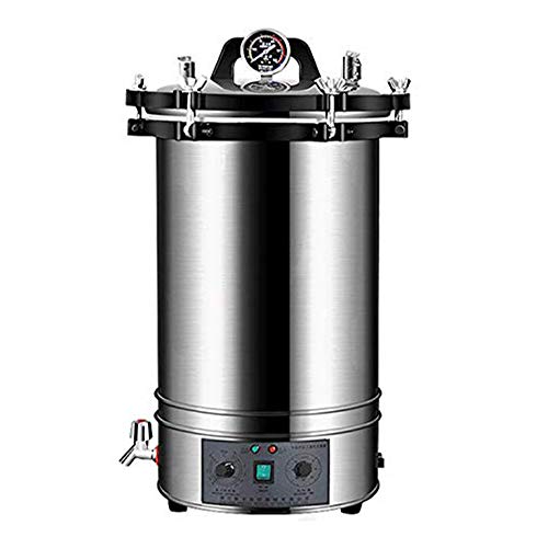 JACKBAGGIO Nuevo Inoxidable Eléctrico Calentado Esterilizador De Vapor Autoclave,Portátil Alta Presión Olla De Esterilización A Vapor Por Científico Lab Dental Uso (18 L Litros, Auto control)