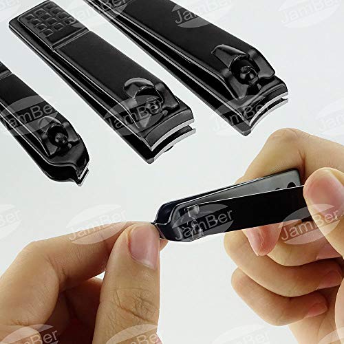 JamBer 15 en 1 set manicura profesional de manicura de acero inoxidable Kit de aseo de tijeras cortaúñas, negro