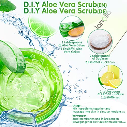 Janolia Gel de Aloe Vera, 300g Crema Hidratante con Ácido Hialurónico y Vitamina C, Gel Calmante e Hidratante, para Pieles Secas y Quemaduras Solares, Aloe Vera Gel Antioxidante