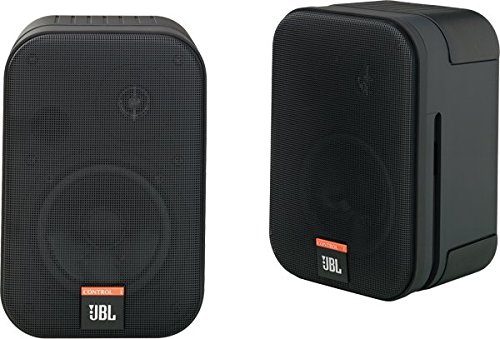 JBL control One altavoces Monitor de audio satélite de 2-vías de estante (pareja) robustos, bocina de 100 mm (4"), color cromado negro