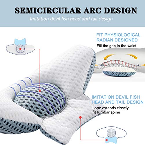 Jeebel Cojín Lumbar de Dormir,Almohada Masajeador de Ortopédico Cojín Apoyo de Embarazadas con Esponja Memoria y Función Lumbar Altura Ajustable para Aliviar Sueño y Dolor Zona Lumbar y Dolor Ciática