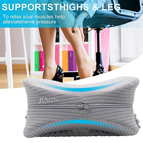 JEMESI Almohada Ortopédica para Pierna y Rodilla,Almohadilla para Dormir de Lado,Espuma con Memoria, Alivia el Dolor de Espalda, Cadera y Articulaciones, Soporte para el Tobillo y la Rodilla - Gris