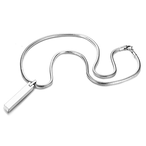 JeweBella Collar Barra para Hombre Mujer Plata/Negro Acero Inoxidable Colgante Barra con Cadena Serpiente 55CM