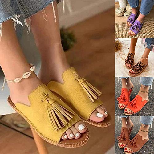 JFFFFWI Sandalias para Mujer Sandalias de Cuero con borlas y Plataforma Zapatos con Hebilla de Punta Cerrada Suela Plana de Cuero de PU Sandalias de corrección de pie con Punta Grande Corrector orto