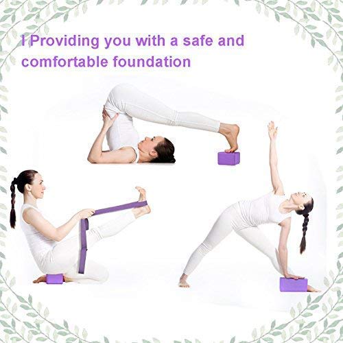 JIM'S STORE Bloque de Espuma+Correa,Bloque de Yoga Ejercico EVA de Alta Densidad para Mejorar Fuerza y Flexibilidad Yoga Pilates Amantes