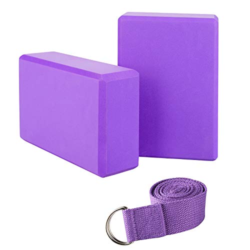 JIM'S STORE Bloque de Espuma+Correa,Bloque de Yoga Ejercico EVA de Alta Densidad para Mejorar Fuerza y Flexibilidad Yoga Pilates Amantes