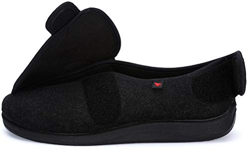 Jinbeile X-Weit Zapatos ajustables con cierre de velcro para mujer y hombre para diabéticos, talla grande, color Negro, talla 44 EU X-Weit