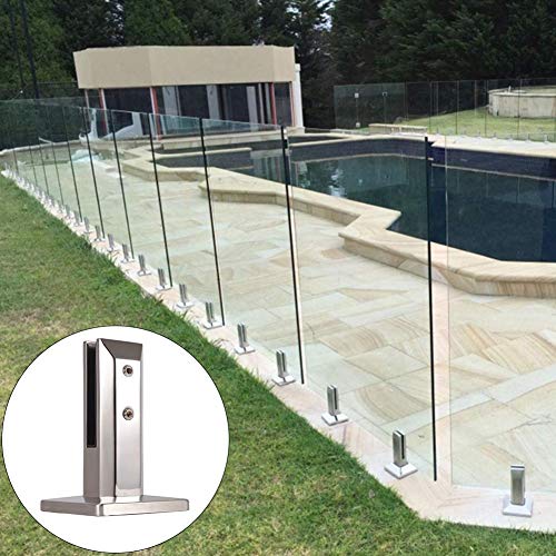 jinclonder Clip de Valla de Vidrio de Acero Inoxidable para Piscina, Poste de Panel de Vidrio Balcón Abrazadera de Piso de Vidrio Accesorios fijos de Vidrio para escaleras del hogar Barandilla